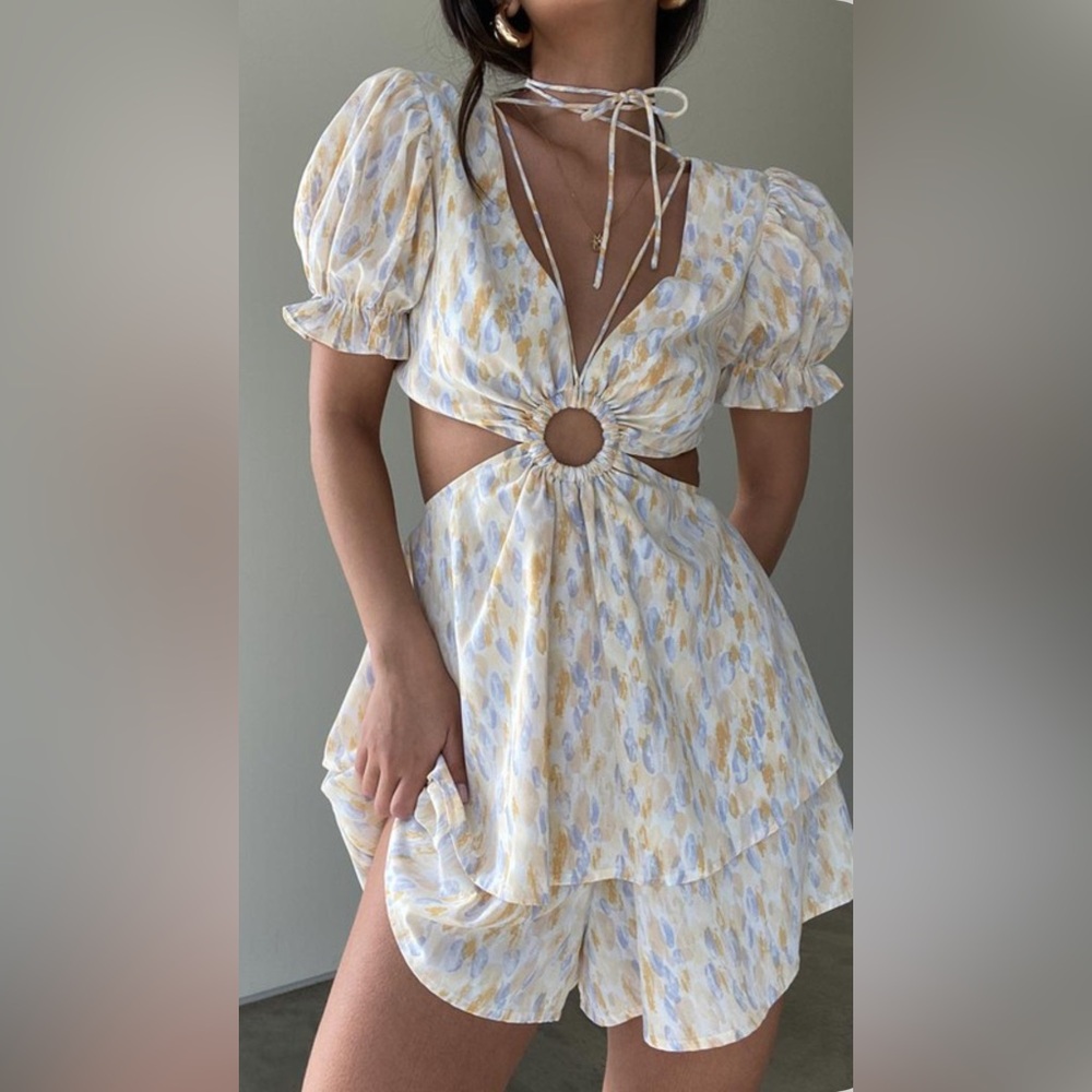 Elegant Cream and Yellow Women's Dress